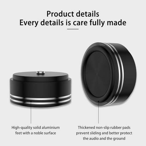 Audiocrast HiFi Speaker Spikes Isolation Stand Feet Pads Aluminum 39x17mm Black Speaker Shock Absorber Vibration Dampener Floor Protector Resonance Reducer for Audio Subwoofer CD DVD Amplifier DAC