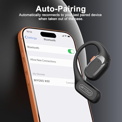X52 Open Ear Headphones, Bluetooth 6.0 | Wireless Earbuds with Earhooks, Anti-Accidental Touch, LED Display, 30H Playtime, Sport Headphones for Running Workout, Black - color: Black