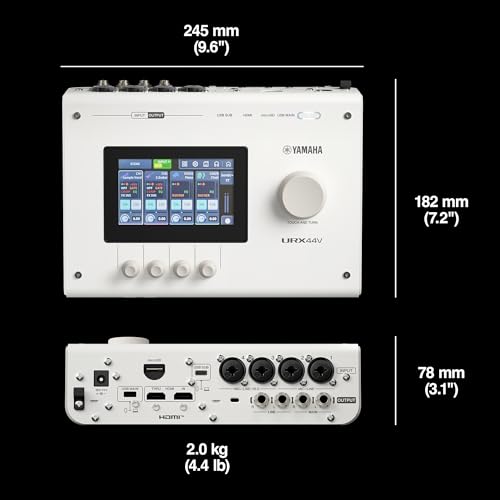 Yamaha URX44V 6-In / 4-Out Dual USB-C Audio/Video Interface With Touchscreen, Includes Cubase Al, WaveLab Cast, Basic FX Suite, and Steinberg Plus Software Bundle, White URX44V W | Includes Touchscreen, Includes Cubase Al, WaveLab Cast, Basic FX Suite, an