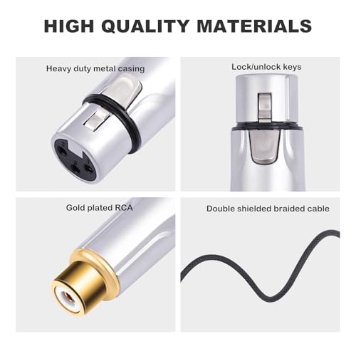 2Pack 1FT RCA Female to 3Pin XLR Female Balanced to Unbalanced Audio Cable;Balanced XLR to Unbalanced RCA Cable for Power Amplifier, Mixer, Audio Player - color: RCA F To XLR F