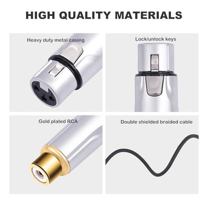 2Pack 1FT RCA Female to 3Pin XLR Female Balanced to Unbalanced Audio Cable;Balanced XLR to Unbalanced RCA Cable for Power Amplifier, Mixer, Audio Player - color: RCA F To XLR F