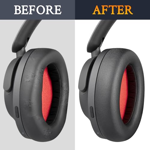 SOULWIT Earpads for 1MORE SonoFlow/SonoFlow SE/SonoFlow Pro Headphones, Ear Pads with Soft Protein Leather, Noise Isolation Foam - Black - color: Black