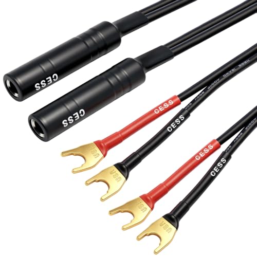 CNCESS Large Spade Fork to 1/4 in TS Speaker Adapter, 6 in, 12AWG, 2-Pack - size: Large Spade
