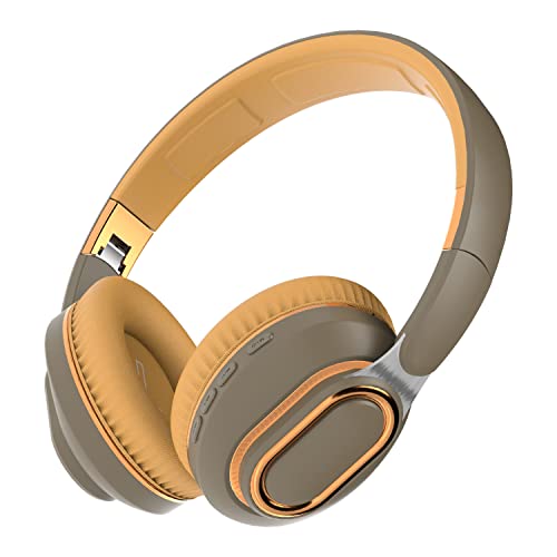 H7 Foldable Bluetooth Wireless Over Ear Headphones, Brown-Green | With1.5m Audio Cable, HiFi Stereo Lightweight Headset,With Mic,30H Playtime,For Travel/Gift/PC/Office/Cellphone - color: Brown-Green