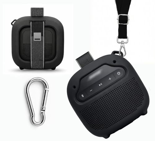 alltravel Silicone Cover for Bose New SoundLink Micro Portable Bluetooth Speaker (2nd Gen) with Neck Lanyard (Black) - color: Black