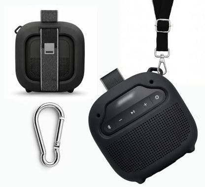 alltravel Silicone Cover for Bose New SoundLink Micro Portable Bluetooth Speaker (2nd Gen) with Neck Lanyard (Black) - color: Black