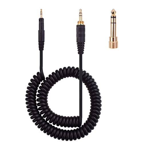 ATH-M50x Replacement Cable, Coiled Aux Cord Compatible with Audio-Technica ATH-M40x ATH-M50x ATH-M60x ATH-M70x Headphones with 6.35mm Adapter(4ft extends to 10ft)