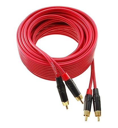 CablesOnline, 30ft. Two-RCA Male to Two-RCA Male Gold-Plated Ultra-Flexible Red Premium Audio Cable, AV-430QR - size: 30ft.