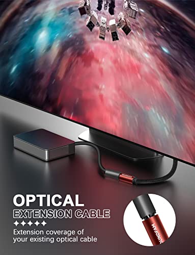 Optical Extension Cable 3 Foot, TOSLINK Male to Female Cable for Home Theater Soundbar TV - Red - size: 3.3 ft, style: Optical Cable Extension