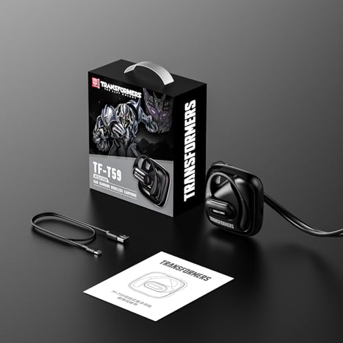 Transformers Earbuds T59, Bluetooth 5.4 Wireless Gaming Earbuds with Mic, Ear Hook Sport Earbuds, Low Latency, 13mm Drivers, IPX5 Waterproof, 24H Playtime (Megatron Black) - color: Megatron Black
