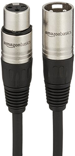 Amazon Basics XLR Male to Female Microphone Cable for Speaker or PA System, Recording Studio, All Copper Conductors, Low Noise Shielding, 6MM PVC Jacket, 6 Foot, Black - size: 6 Feet, style: 1-Pack