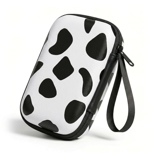 【Woyinger】 Printed EVA Hard Earbud Case Travel Organizer, Carrying Pouch for Wired & Wireless Earphones, Charging Cables, USB Flash Drives, Electronics Accessories Bag, Black and White - color: A1-Black and White
