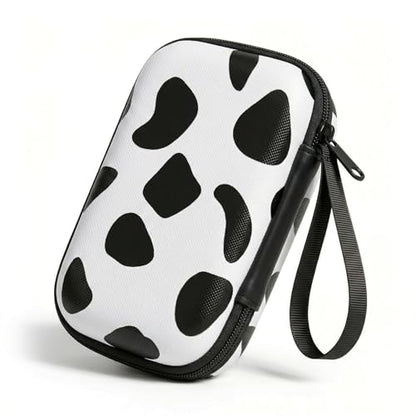 【Woyinger】 Printed EVA Hard Earbud Case Travel Organizer, Carrying Pouch for Wired & Wireless Earphones, Charging Cables, USB Flash Drives, Electronics Accessories Bag, Black and White - color: A1-Black and White