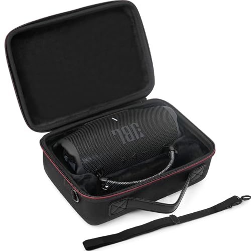 Hard Case for JBL Charge 6/5/4 Bluetooth Speaker – Waterproof Travel Case with Adjustable Shoulder Strap, Durable Protection for On-the-Go Use（Purple） (black) - color: black