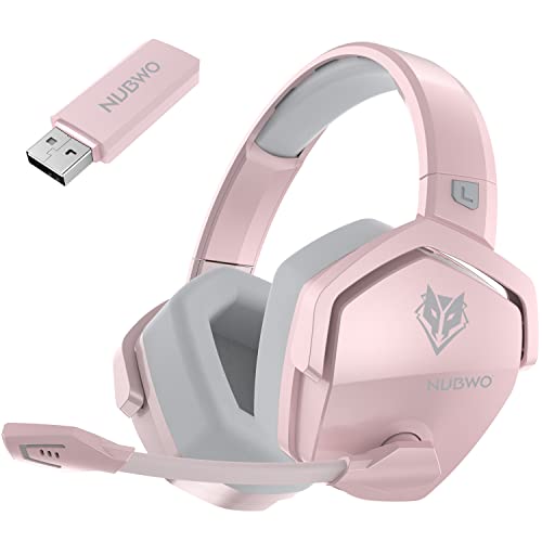 NUBWO G06 Dual Wireless Gaming Headset with Mic for PS5, PS4, PC, Mobile, Switch: 2.4GHz Wireless + Bluetooth - 100 Hr Battery - 50mm Drivers - Pink - color: Pink