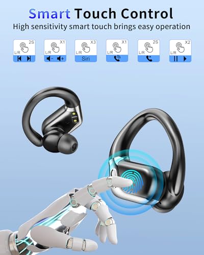 Wireless Earbuds, Earbuds with Ear Hooks, Bluetooth Earphones with Mic