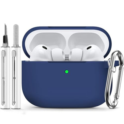 Ljusmicker for AirPods Pro 3 Case 2025 with Cleaner Kit,Midnight Blue | Soft Silicone Protective Cover for Apple AirPod Pro 3rd Generation Case with Keychain for Women Men,Shockproof - color: B-Midnight Blue
