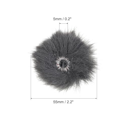 PATIKIL Furry 마이크 윈드스크린 5mm x 55mm 마이크 커버 윈드실드 실내 실외 마이크용 딥 그레이 2팩 - color: 딥 그레이., size: 5mm x 55mm