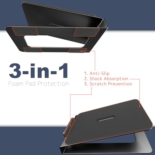 PUTORSEN Desktop Speaker Stands, 16° Tilt Angle, 22 lbs Capacity, 1 Pair | Strong Metal Support Fits Most 3-4" Bookshelf Speakers, 16° Tilt For Clearer Sound, Anti-Vibration Pads Reduce Resonance - size: Height: 2.87"
