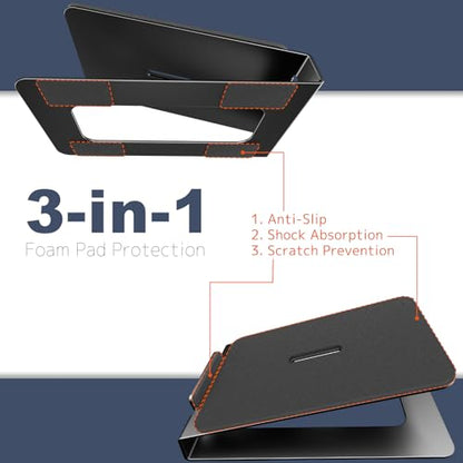 PUTORSEN Desktop Speaker Stands, 16° Tilt Angle, 22 lbs Capacity, 1 Pair | Strong Metal Support Fits Most 3-4" Bookshelf Speakers, 16° Tilt For Clearer Sound, Anti-Vibration Pads Reduce Resonance - size: Height: 2.87"