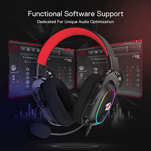 Redragon H510 Zeus-X RGB Wired Gaming Headset - 7.1 Surround Sound - 53MM Audio Drivers in Memory Foam Ear Pads w/Reliable Fabric Cover- Multi Platforms Headphone - USB Powered for PC/PS4/NS | Gaming Headset Breathable Fabric Removable Microphone Immersiv