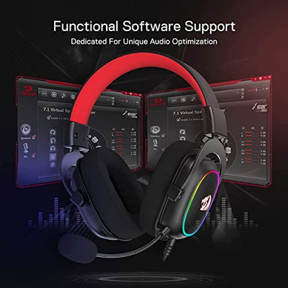 Redragon H510 Zeus-X RGB Wired Gaming Headset - 7.1 Surround Sound - 53MM Audio Drivers in Memory Foam Ear Pads w/Reliable Fabric Cover- Multi Platforms Headphone - USB Powered for PC/PS4/NS | Gaming Headset Breathable Fabric Removable Microphone Immersiv