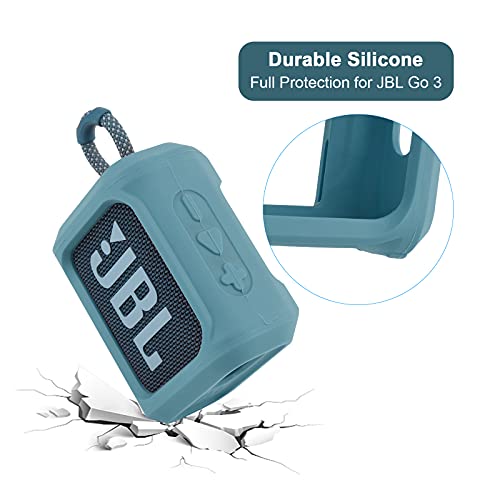 Silicone Case for JBL Go 3 Portable Speaker with Removable Strap for Bike Golf Cart Travel Carrying Case Protective Sleeve Speaker Cover (Sky Blue) - color: Sky Blue