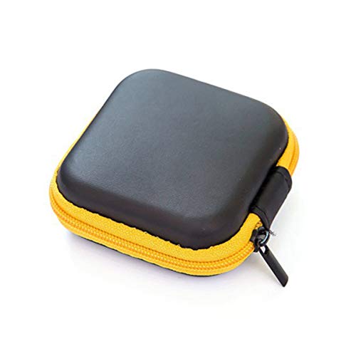 Sewroro Mini EVA Headphone Case, Portable Travel Earphone Pouch, Earbud Storage Box, USB Cable Holder, 2.95 x 2.95 x 0.98 Inches (Yellow) - color: Yellow