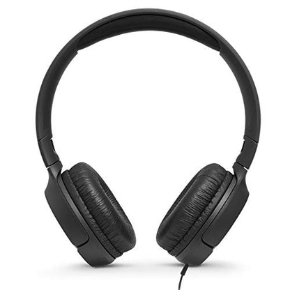 JBL Tune 500 - Wired On-Ear Headphones - Black | JBL Pure Bass Sound, 1-button remotemic, Lightweight and foldable design, Tangle-free flat cable, Ask Siri or Google Now