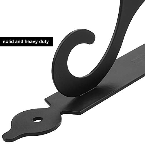 Acrux7 12 Pack Decorative Shelf Brackets - 10 inch Wall Mounted Floating Shelf Bracket - Heavy Duty Metal L Shape Shelf Supporter for DIY Open Shelving, Black - size: 9.4"x7.5", style: 12 pcs-black
