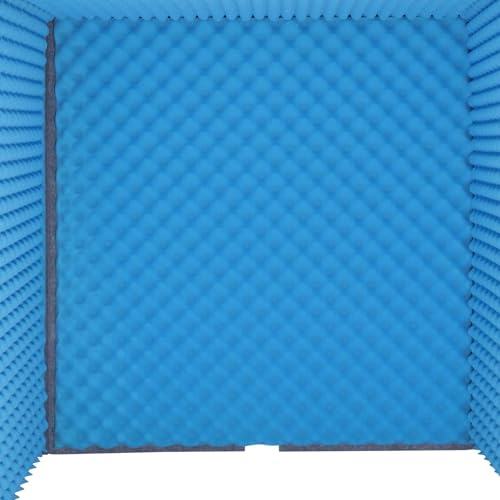 Desktop Soundproof Cover, 80x80cm Portable Vocal Isolation Booth with Acoustic Foam, Microphone Isolation Booth Cube, Noise Reducing Shield for Microphone, Streaming, and Office Privacy (Blue) - color: Blue