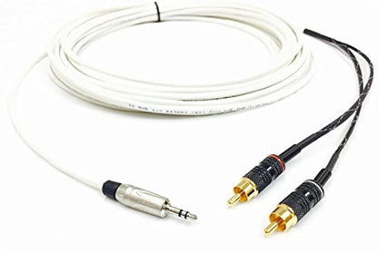 Custom Cable Connection 6 Foot 3.5MM to 2 RCA Plenum CL3P Stereo Audio Cable Male to Male - size: 6 Foot, style: RCA to AUX