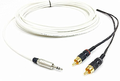 Custom Cable Connection 25 Foot 3.5MM to 2 RCA Plenum CL3P Stereo Audio Cable Male to Male - size: 25 Foot, style: RCA to AUX