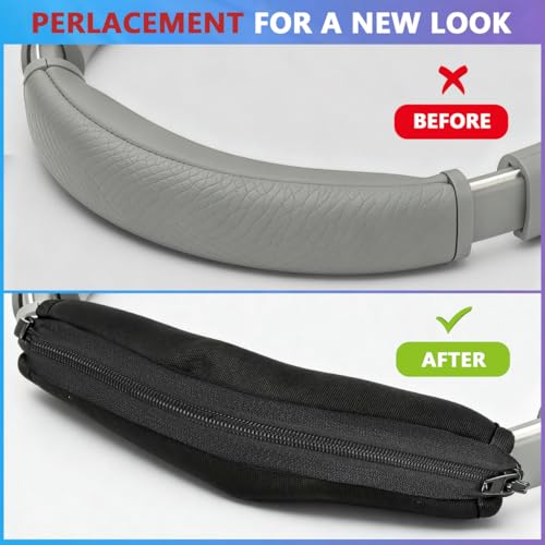 Zipper Headphone Headband Cover Neoprene for QC25 Black | Protector Wrap-On Headphone Pad for Scratch Protection, Easy Install Replacement