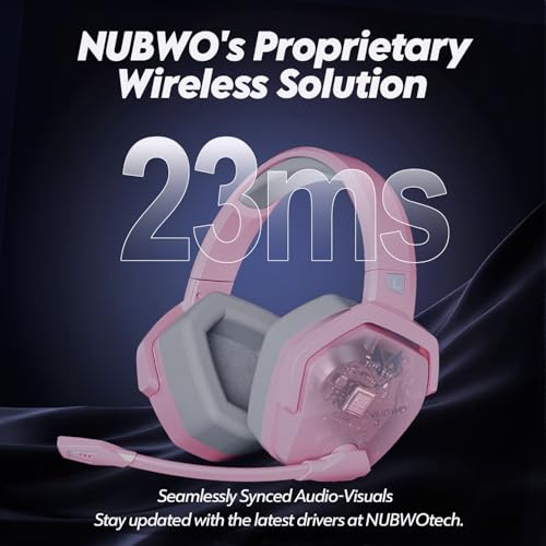NUBWO G06 Dual Wireless Gaming Headset with Mic for PS5, PS4, PC, Mobile, Switch: 2.4GHz Wireless + Bluetooth - 100 Hr Battery - 50mm Drivers - Pink - color: Pink