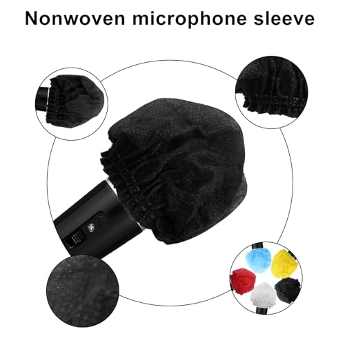 Waziaqoc Disposable Microphone Hygiene Covers, Black, 100 Pcs - color: Black
