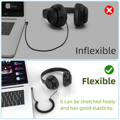 Saipomor Replacement Coiled Audio Cable Compatible with Beats Studio Pro, Studio 3, Studio 2, Solo 3, Solo 2, Solo HD, Mixr, Executive Headphone, 3.5mm to 3.5mm AUX Cord, Hi-Fi Stereo Cable, Black