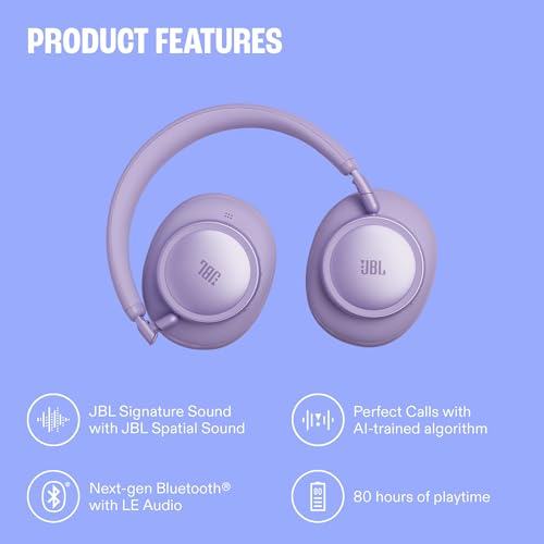 JBL Live 780NC - Noise Cancelling Headphones - Champagne | JBL Signature Sound with Hi-Res Audio wired and wireless, True Adaptive Noise Cancelling 20, real time calibration - color: Champagne