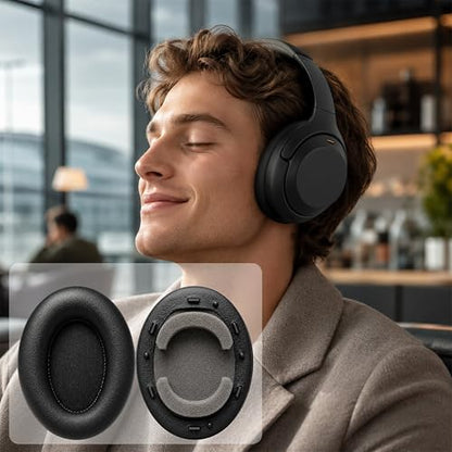 Replacement Ear Pads for Sony WH-1000XM3 Headphones, Ear Cushions for WH1000XM3, Extra Thick Earpads, Headphone Pads with Protein Leather＆Memory Foam, Replacement Cushions - color: Black
