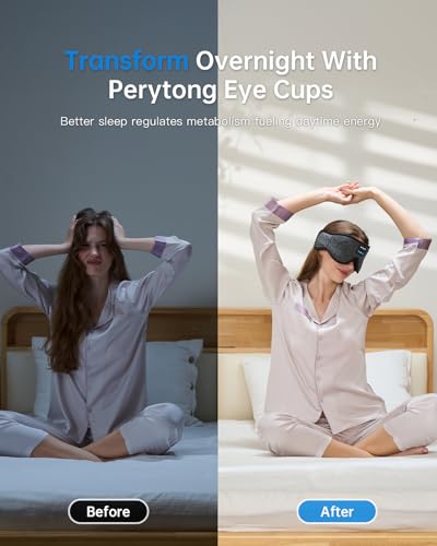 Perytong Sleep Mask with Bluetooth 5.4 Headphones, Wireless Music Sleep Eye Mask for Side Sleepers, 3D Contoured Comfort & Built-in HD Stereo Earphones, Blackout for Travel（Flax Gray） - color: Flax Gray