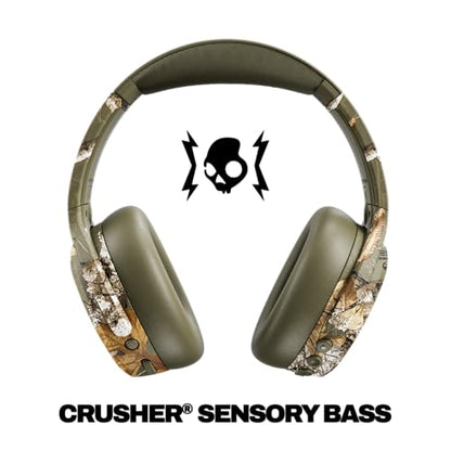 Skullcandy Crusher ANC 2 Wireless Headphones - Realtree Edge Colors Drab | Multi-Sensory Crusher Bass, Over-Ear Fit, Noise Cancelling, 60 Hours Battery, Working Out, Gym, Travel, Study, Music, Gaming - color: Realtree EDGE Drab