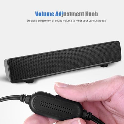 Computer Sound Bar, White PC Speakers White Soundbar Stereo USB Powered Mini Soundbar Speakers USB Wired Soundbar (Black) - color: Black