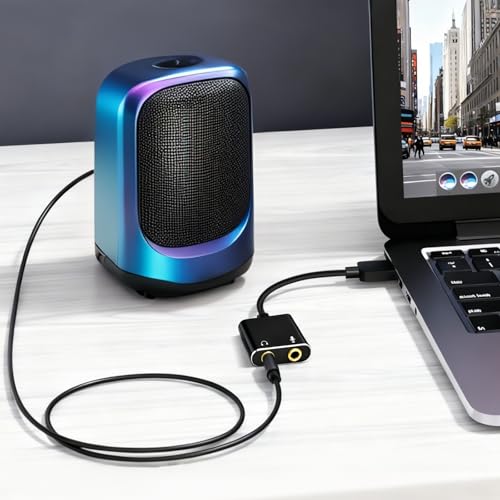 USB to 3.5mm Audio Adapter, External Sound Card with Headphone, Microphone Jack for Windows, Mac, Linux, PS4, PS5(Black) - color: Black