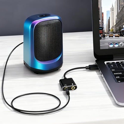 USB to 3.5mm Audio Adapter, External Sound Card with Headphone, Microphone Jack for Windows, Mac, Linux, PS4, PS5(Black) - color: Black