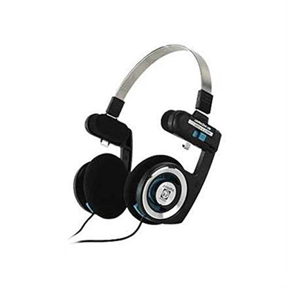 Koss Porta Pro Classic Retro 80s Style On-Ear Headphones, Wired 3.5mm Plug | Collapsible Design, Soft Case Included, Audiophile - color: Black; Silver