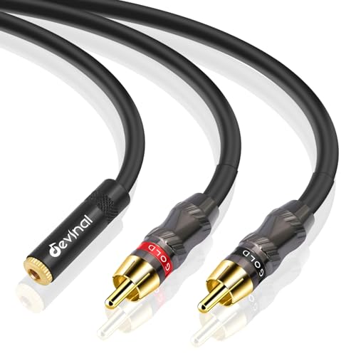 RCA to 1/8 Female Y Cable, Female 3.5mm to Dual RCA/Phono Male Stereo Splitter Cord, Mini Jack to 2 RCA Male Audio Breakout Adapter 12 inch 30cm