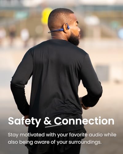 SHOKZ OpenRun (AfterShokz Aeropex) - Open-Ear Bluetooth Bone Conduction Sport Headphones - Sweat Resistant Wireless Earphones for Workouts and Running - Built-in Mic, with Headband | Bundle with Sweat Headband；Open ear comfort; Lightweight & Secure fit; I