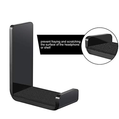 Weewooday 8 Pcs Headphone Hanger Wall Mount Stand with Adhesive Hook,Black - color: black