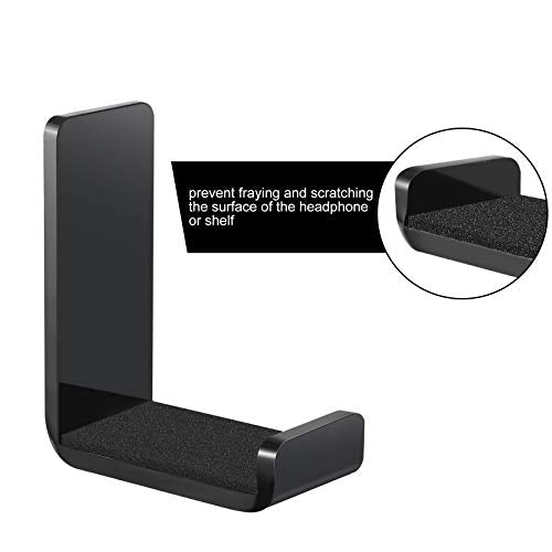 Weewooday 4 Pieces Headphone Hanger Headset Stand Holder, Black | Adhesive Wall Mount Headphone Hook under Desk Acrylic Gaming Earphones Hanger for Earphone Controller - color: Black