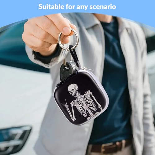 Unique Patterned Portable EVA Earbud Case with Carabiner | Printed Earbud Holder With Sturdy Carabiner, Multi-Use Storage For Earphones, Headphones, SD Cards & Small Electronic Chips - color: Skeleton